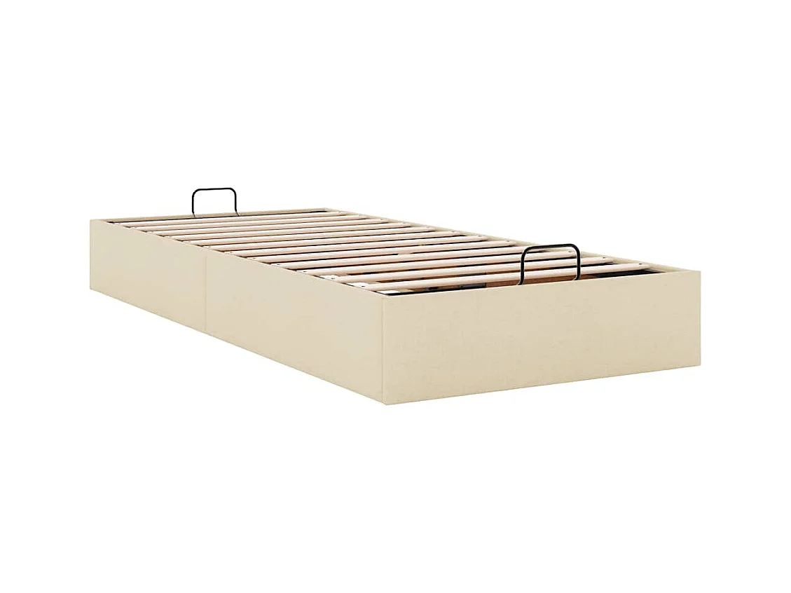 Cadre de lit ottoman sans matelas crème 90x200 cm tissu
