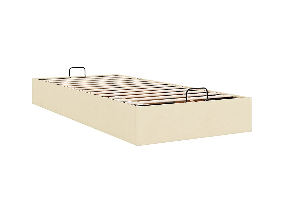 Cadre de lit ottoman sans matelas crème 90x200 cm tissu