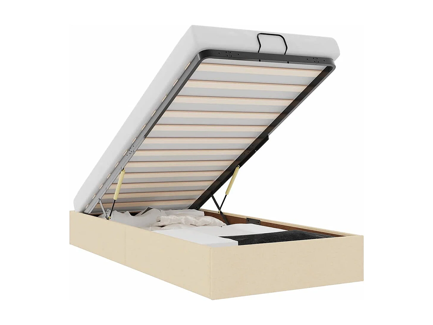 Ottoman-Bett ohne Matratze Creme 90x200 cm Stoff