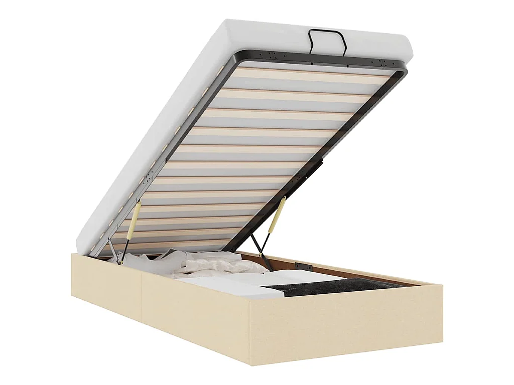 Bedframe zonder matras 90x200 cm stof crèmekleurig