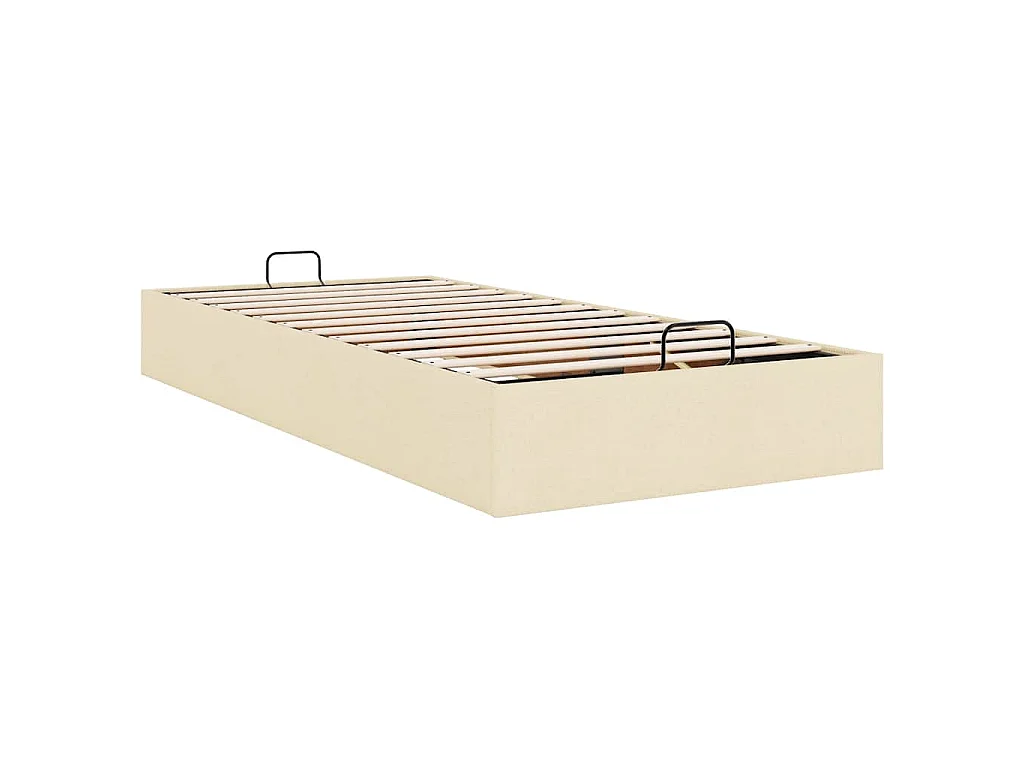 Cadre de lit ottoman sans matelas crème 90x200 cm tissu