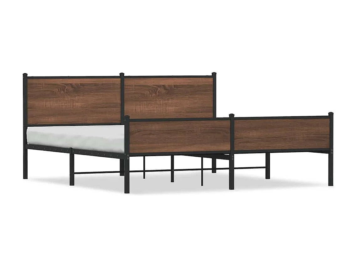 Estructura de cama sin colchón metal marrón roble 160x200 cm