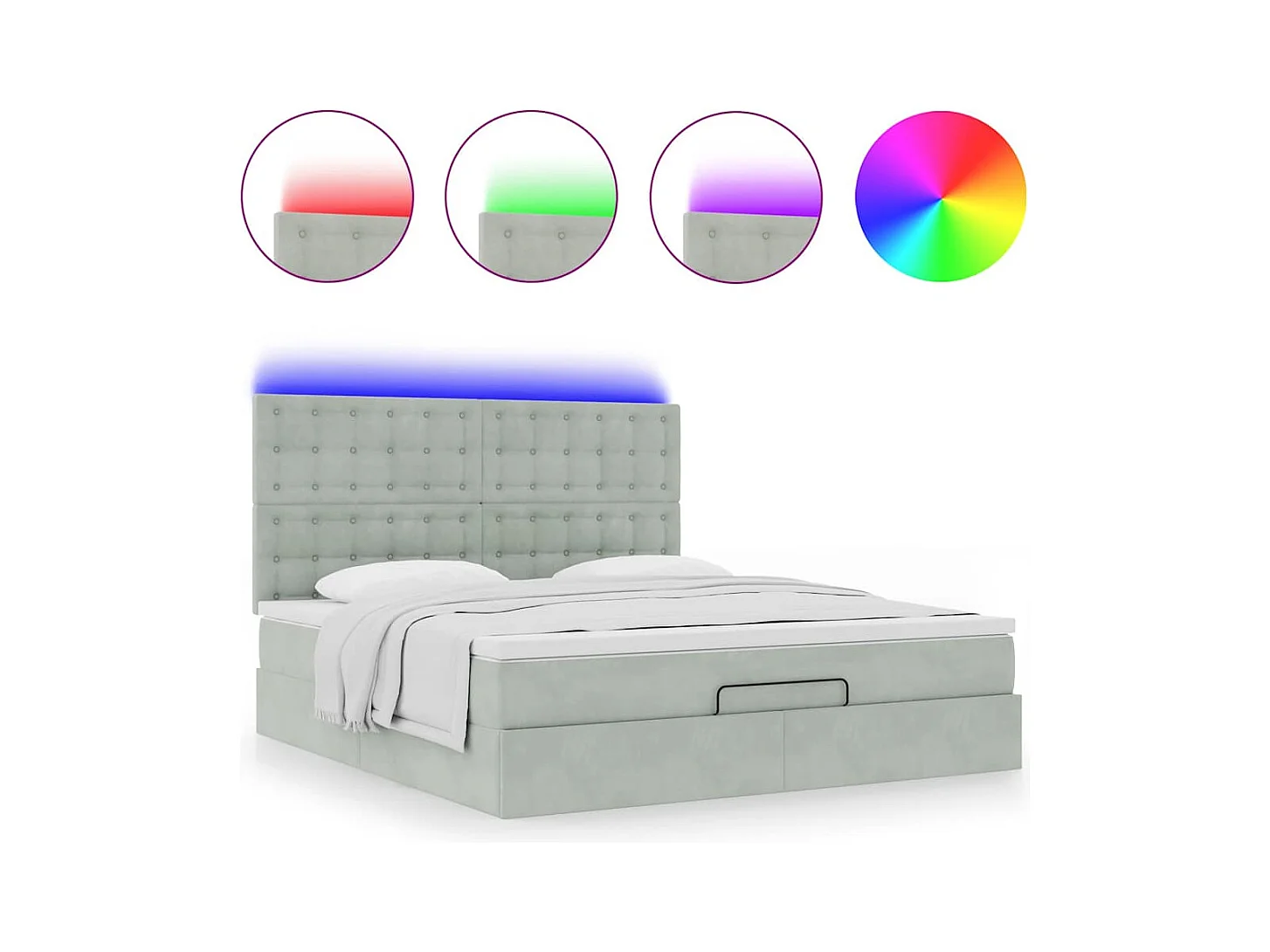 Struttura Letto Pouf con Materassi 180x200 cm Velluto