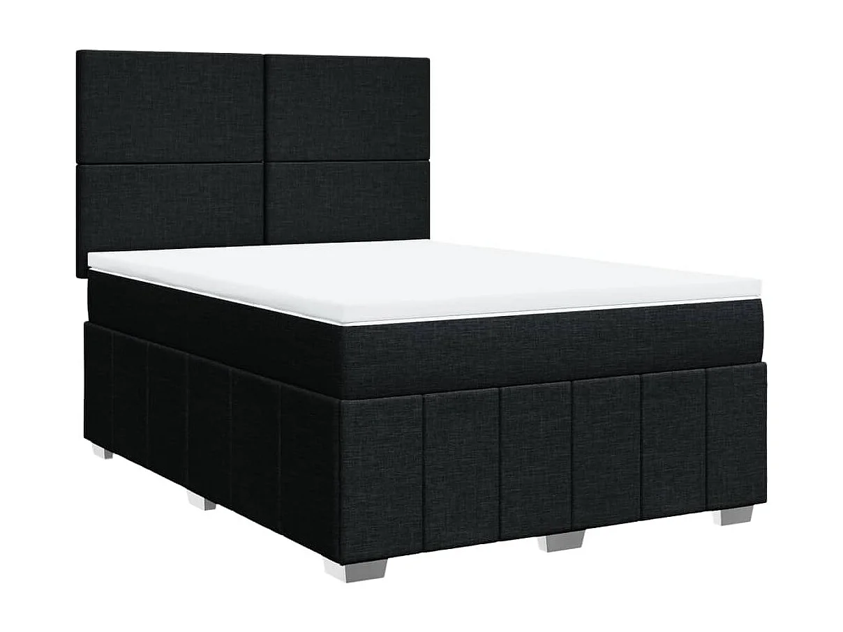 Cama box spring con colchón tela negro 140x200 cm