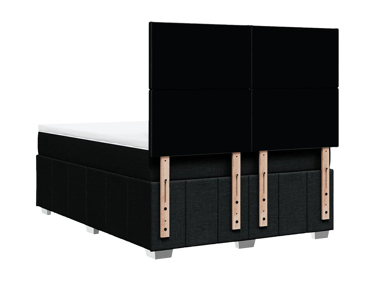 Cama box spring con colchón tela negro 140x200 cm
