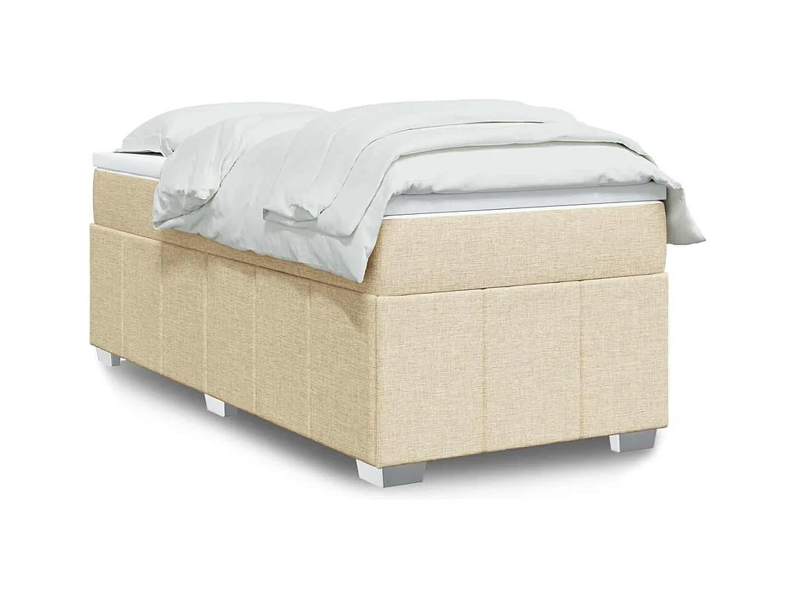 Boxspring met matras stof crèmekleurig 100x200 cm