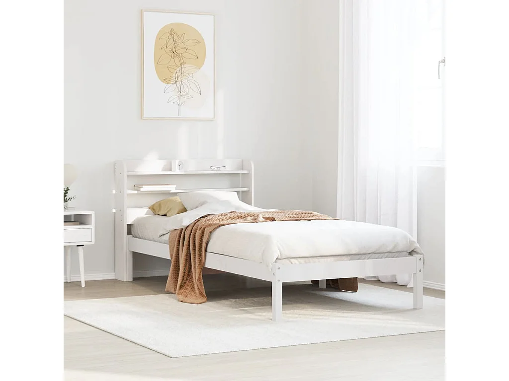 Bedframe zonder matras massief grenenhout wit 140x200 cm