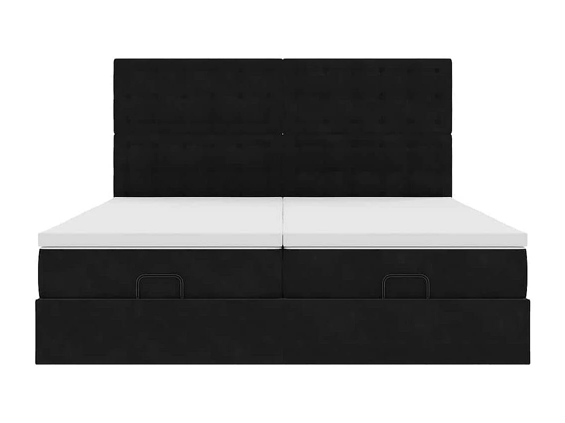 Cadre de lit ottoman avec matelas noir 180x200cm velours