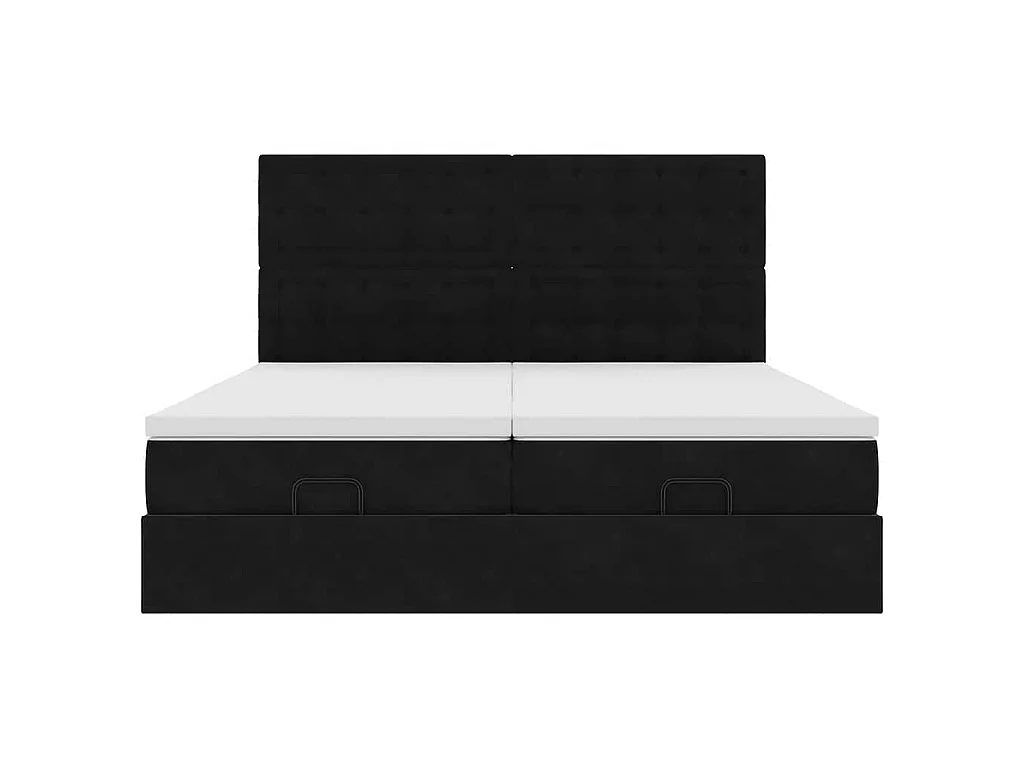 Cadre de lit ottoman avec matelas noir 180x200cm velours
