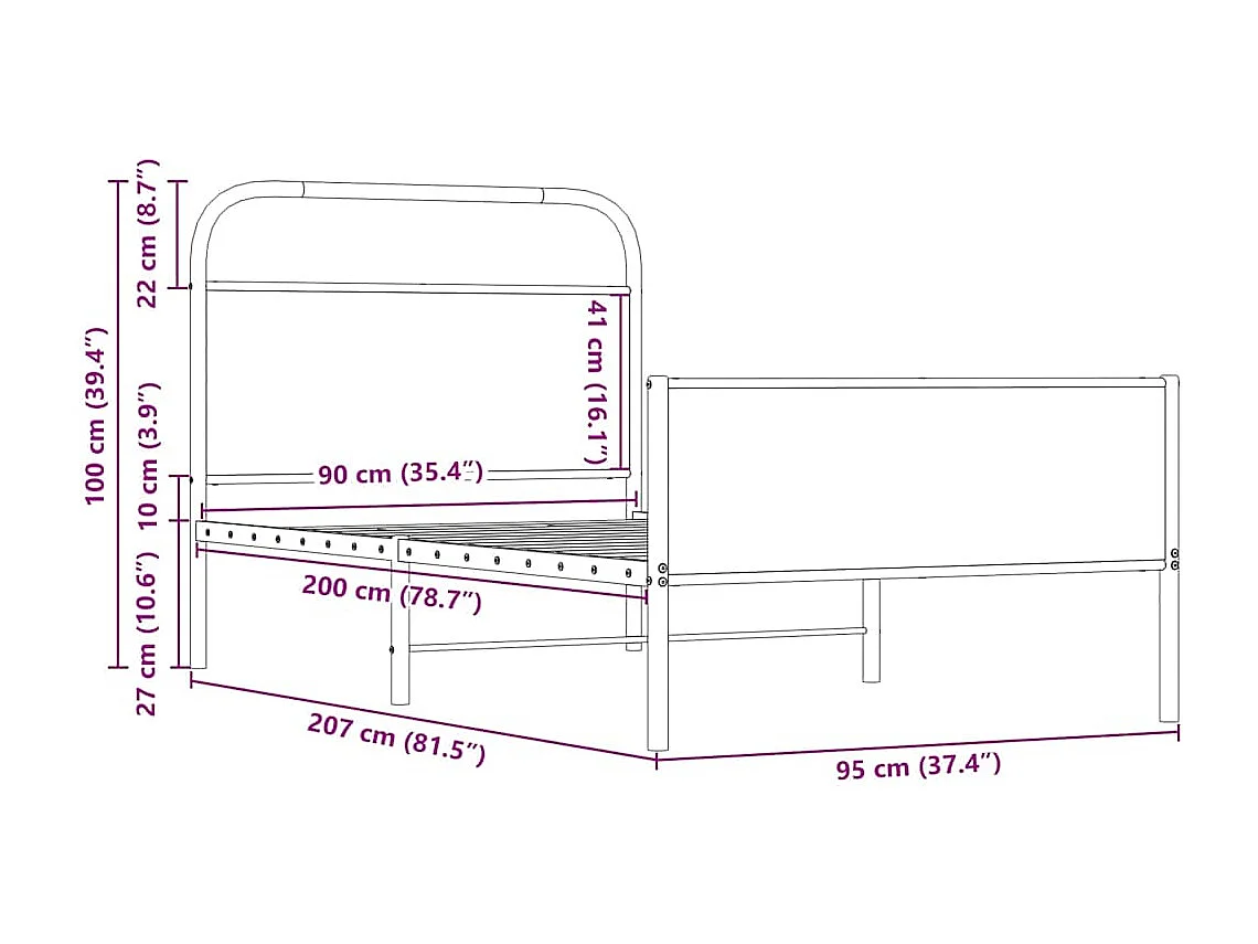 Bettgestell ohne Matratze 90x200 cm Sonoma-Eiche Holzwerkstoff
