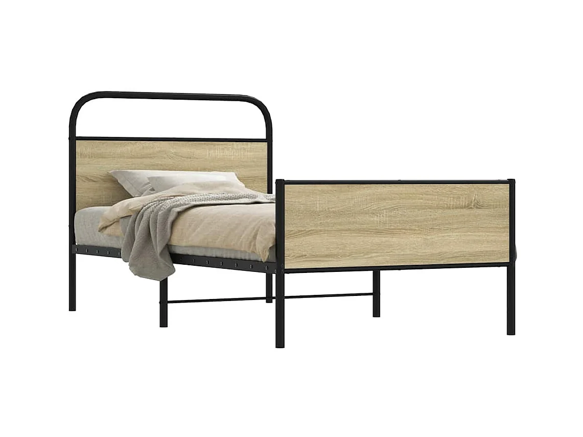 Cadre de lit sans matelas 90x200cm chêne sonoma bois ingénierie