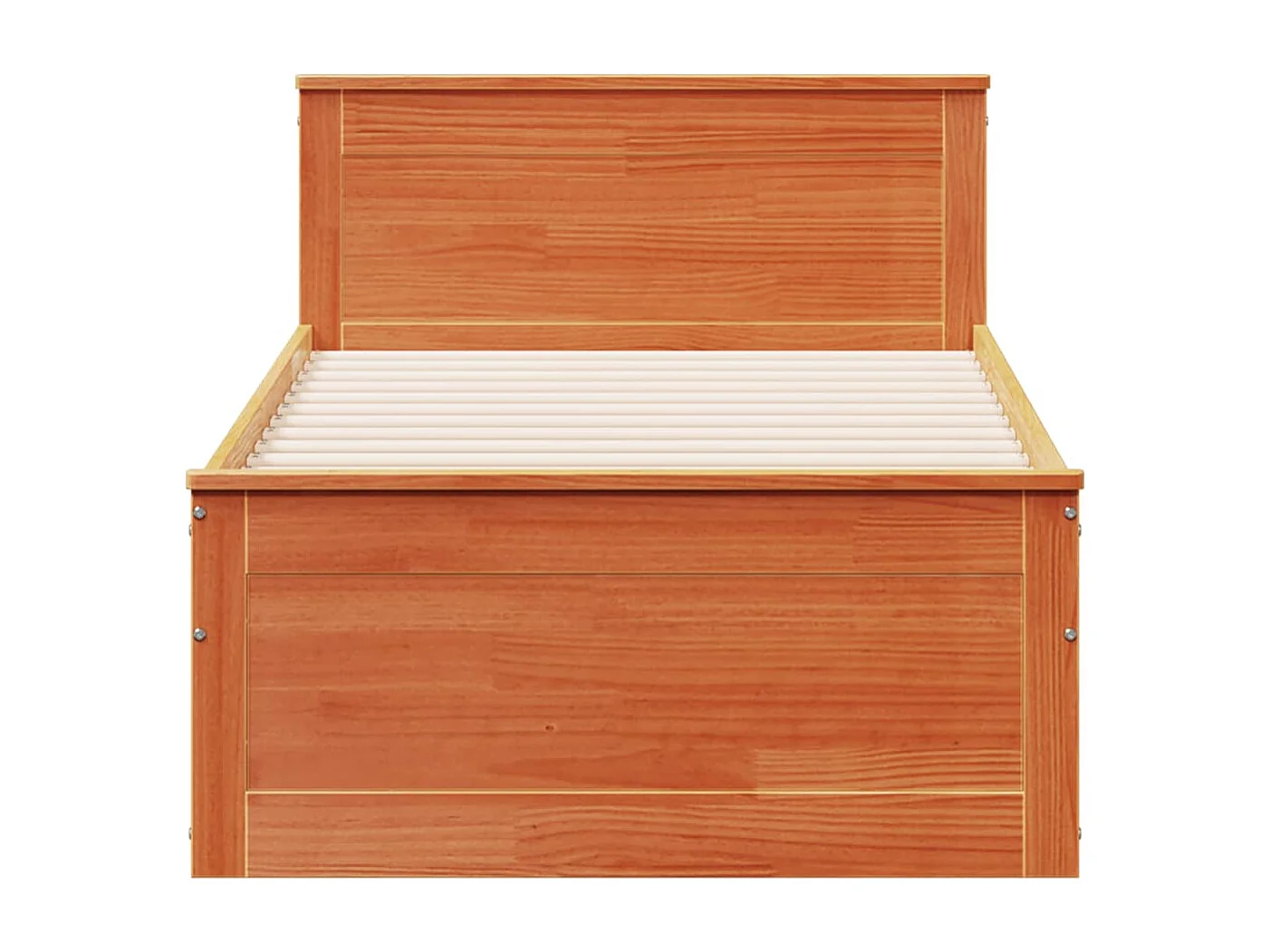 Massivholzbett ohne Matratze mit Kopfteil 90x200 cm Wachsbraun