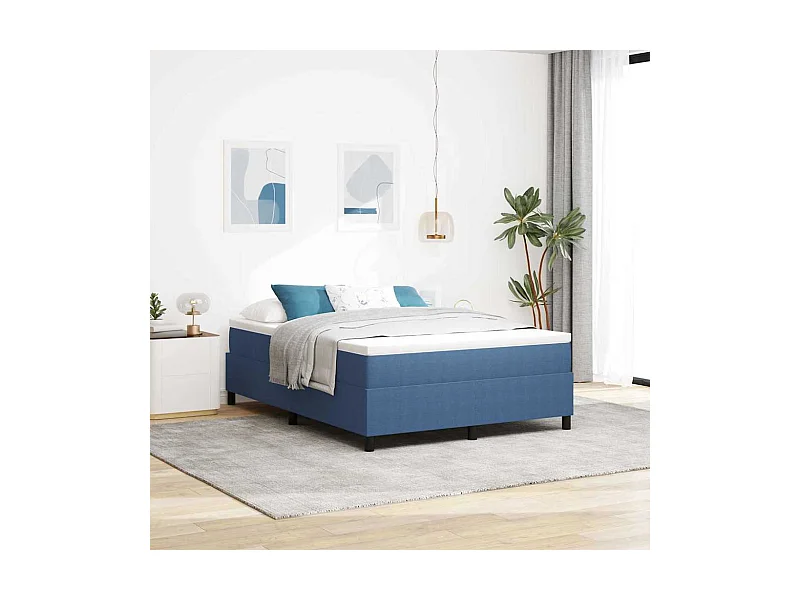 Letto a molle Blu 140 x 200 cm Tessuto in velluto a coste