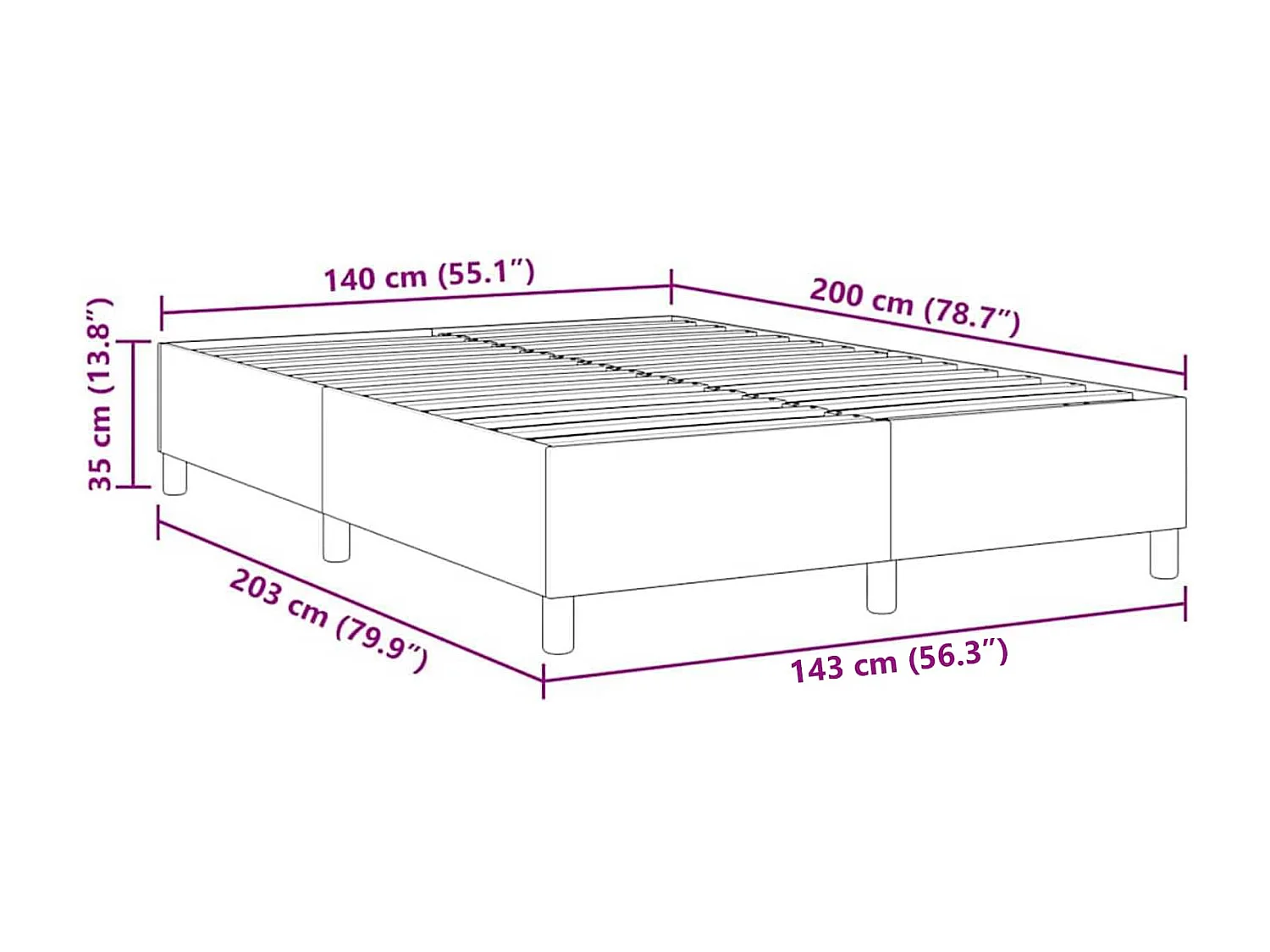 Cama de plataforma Azul 140 x 200 cm tela