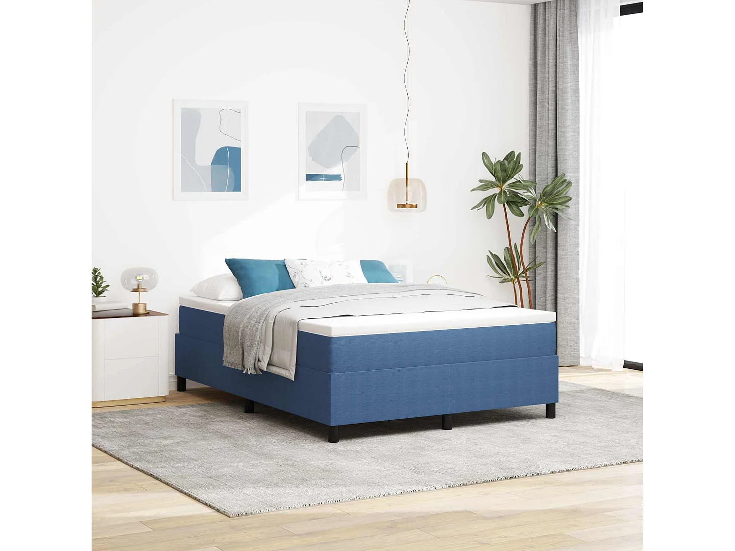 Cadre de lit plateforme Bleu 140 x 200 cm