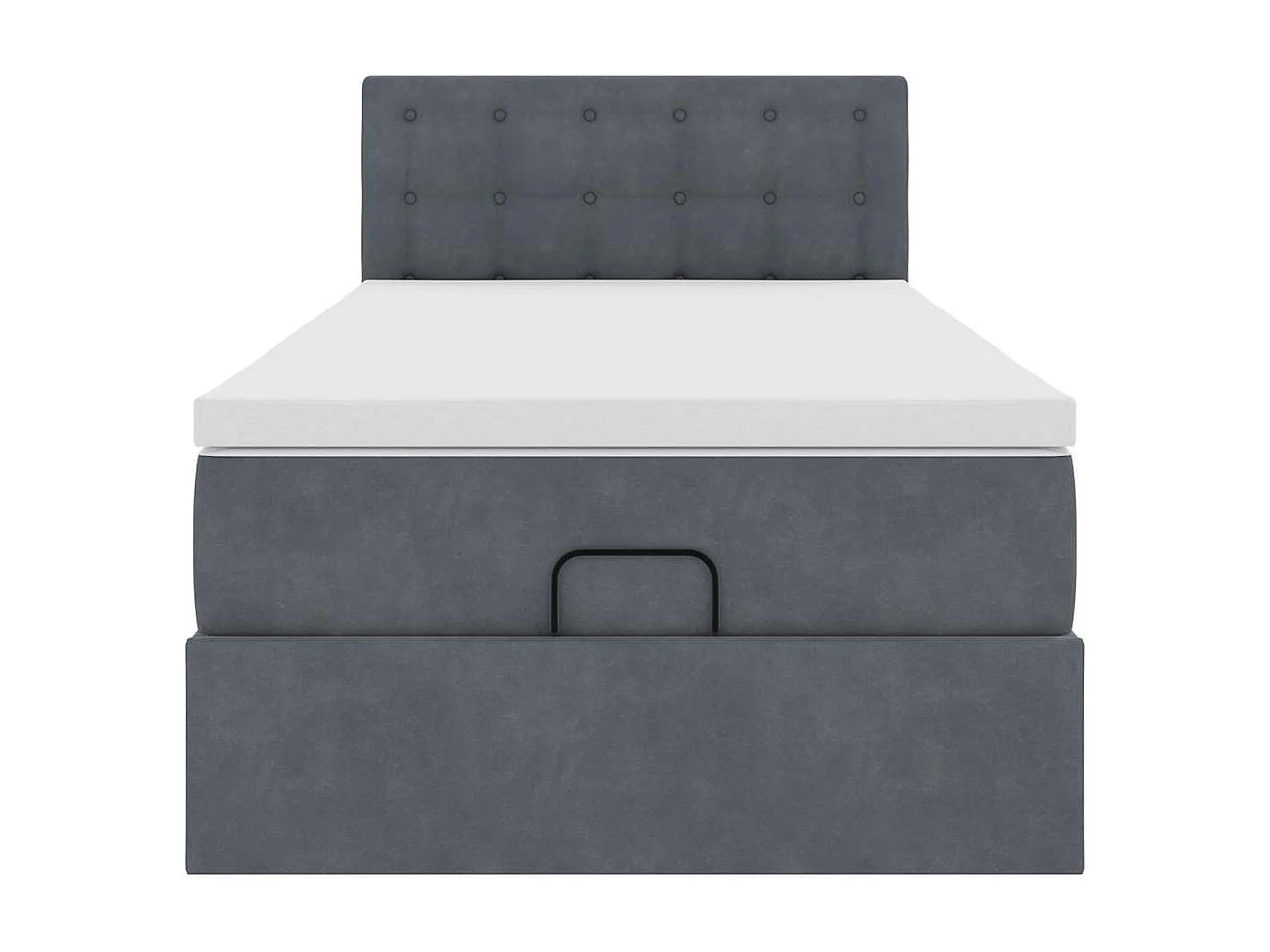Estructura cama otomana colchón terciopelo gris oscuro 90x190cm