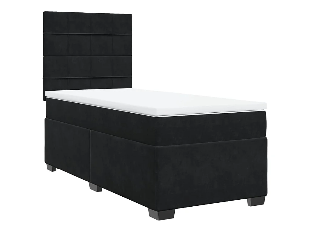 Giroletto a Molle con Materasso Nero 90x190 cm in Velluto