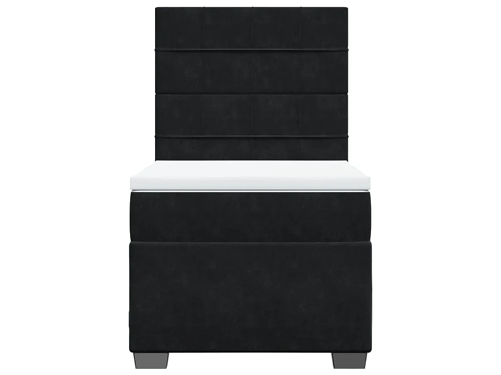 Giroletto a Molle con Materasso Nero 90x190 cm in Velluto