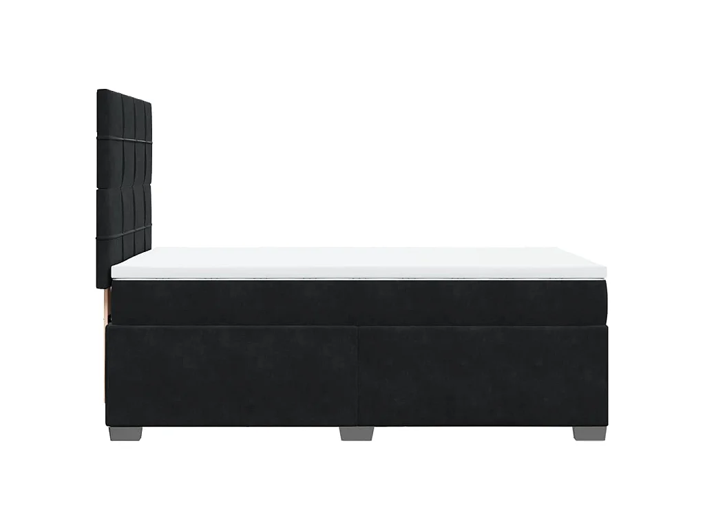 Giroletto a Molle con Materasso Nero 90x190 cm in Velluto