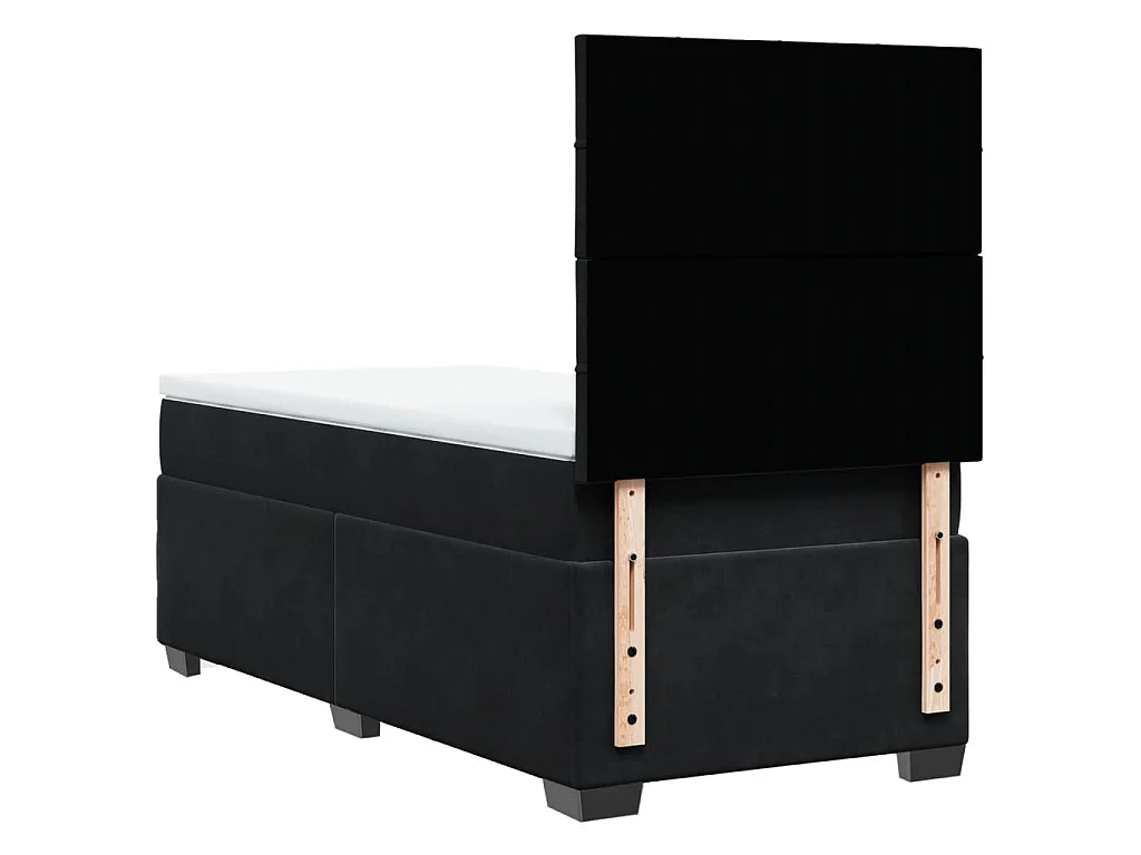 Giroletto a Molle con Materasso Nero 90x190 cm in Velluto