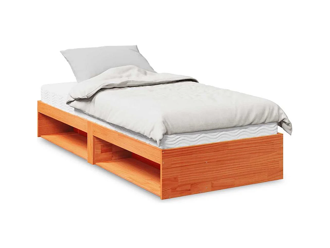 Lit de jour avec matelas cire marron 90x200 cm bois pin massif