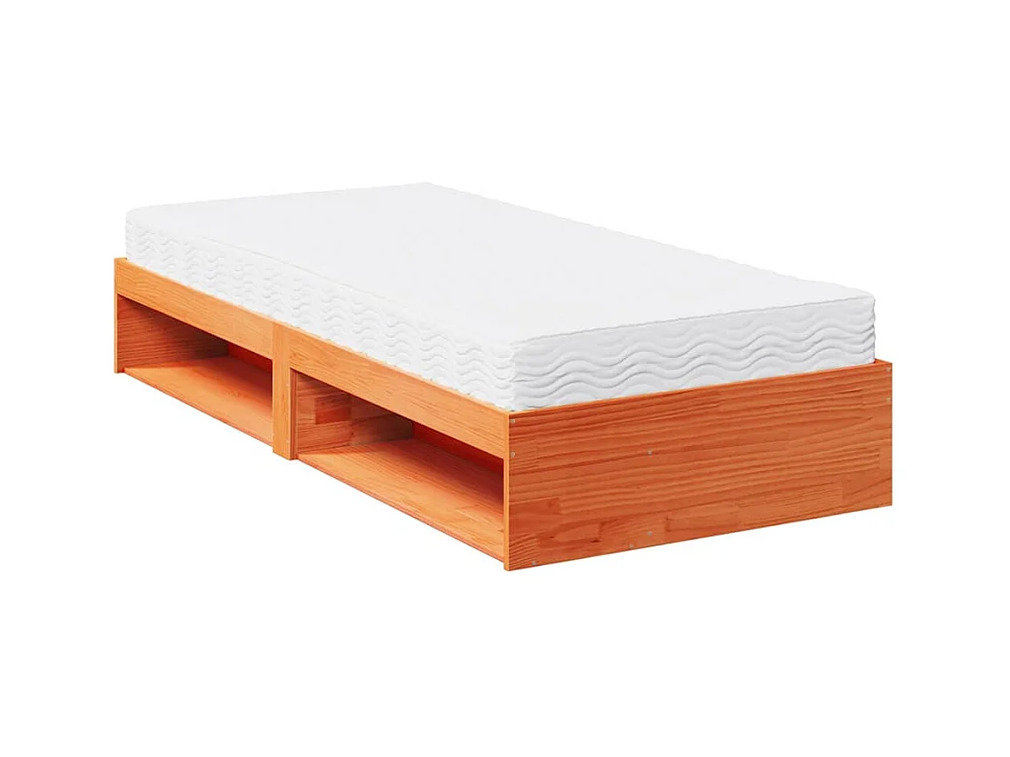 Tagesbett mit Matratze Wachsbraun 90x200 cm Massivholz Kiefer
