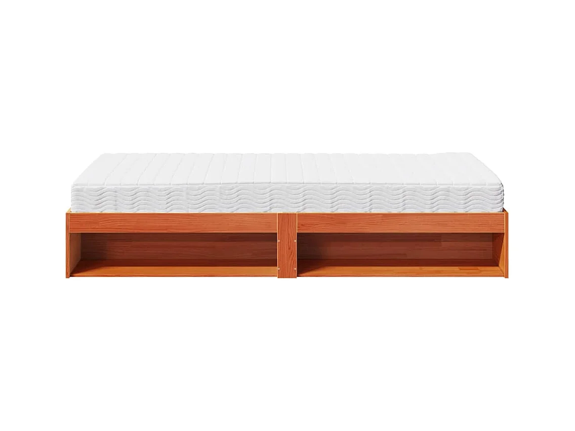Tagesbett mit Matratze Wachsbraun 90x200 cm Massivholz Kiefer