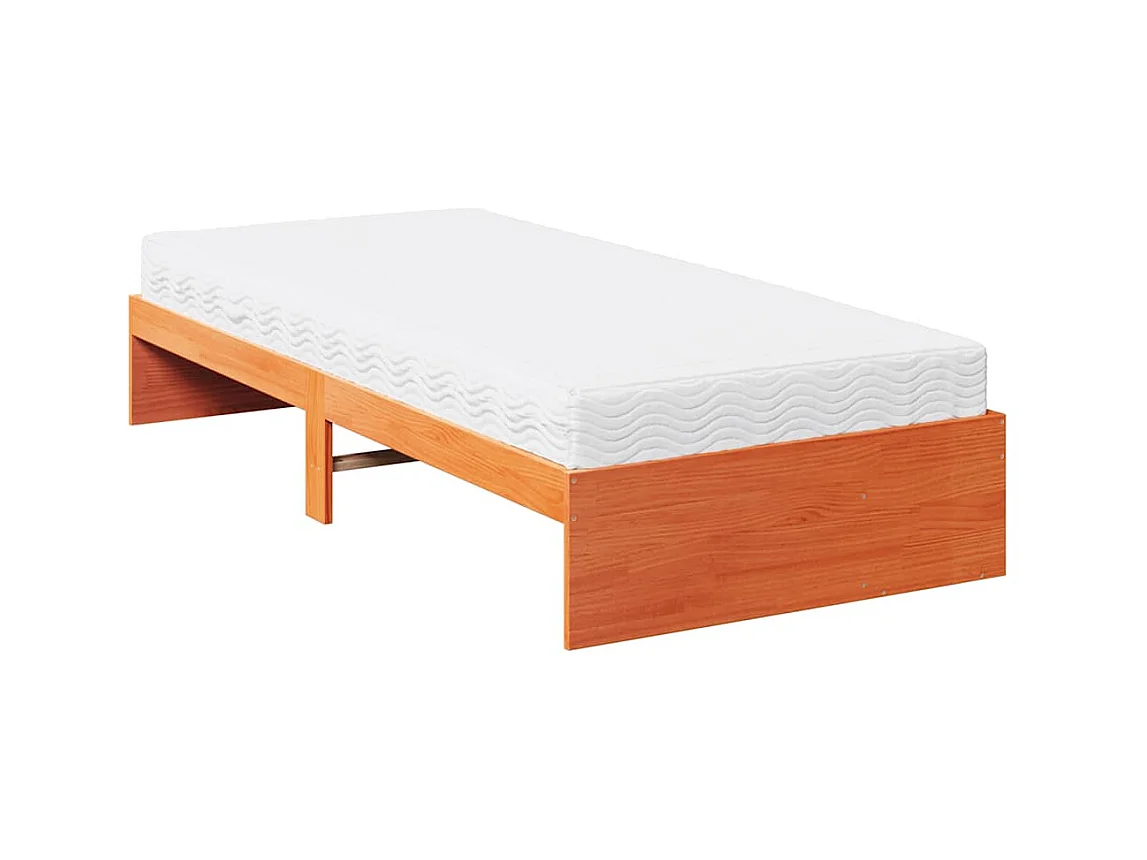 Tagesbett mit Matratze Wachsbraun 90x200 cm Massivholz Kiefer