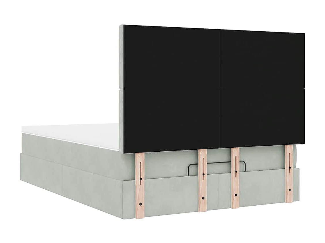 Cadre de lit ottoman et matelas gris clair 140x190 velours