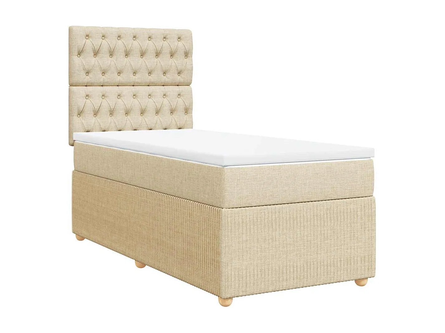 Giroletto a Molle con Materasso Crema 90x190 cm in Tessuto