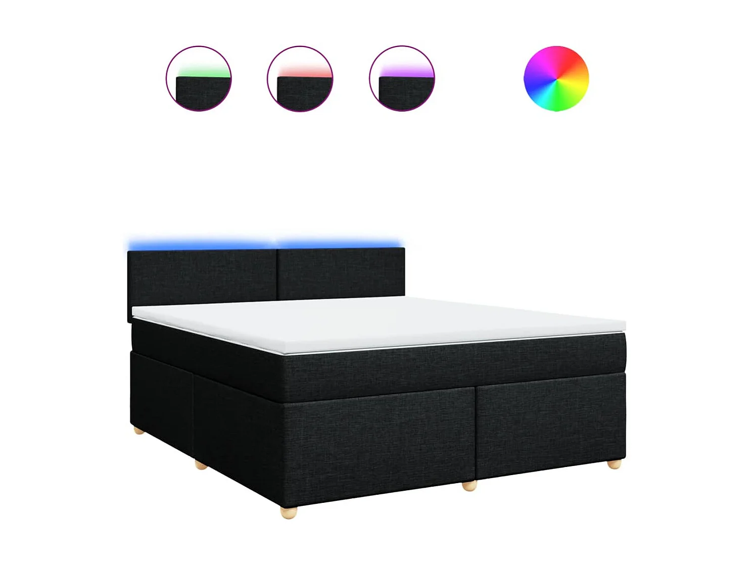 Sommier à lattes de lit avec matelas Noir 180x200 cm Tissu