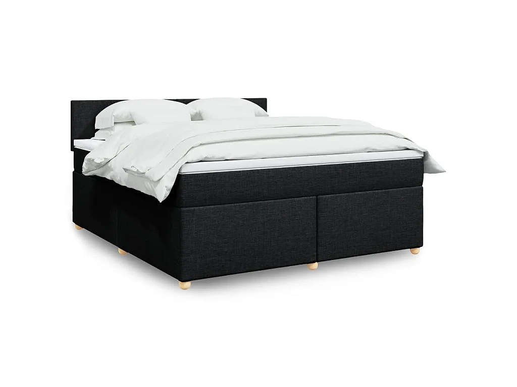 Giroletto a Molle con Materasso Nero 180x200 cm in Tessuto