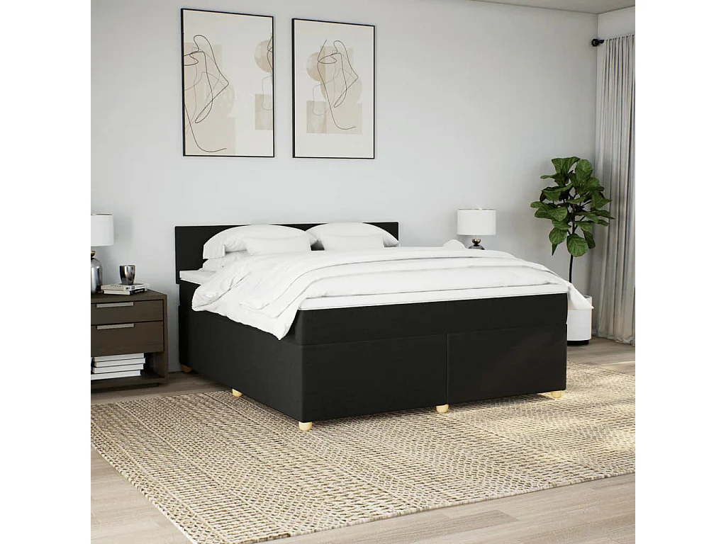Giroletto a Molle con Materasso Nero 180x200 cm in Tessuto