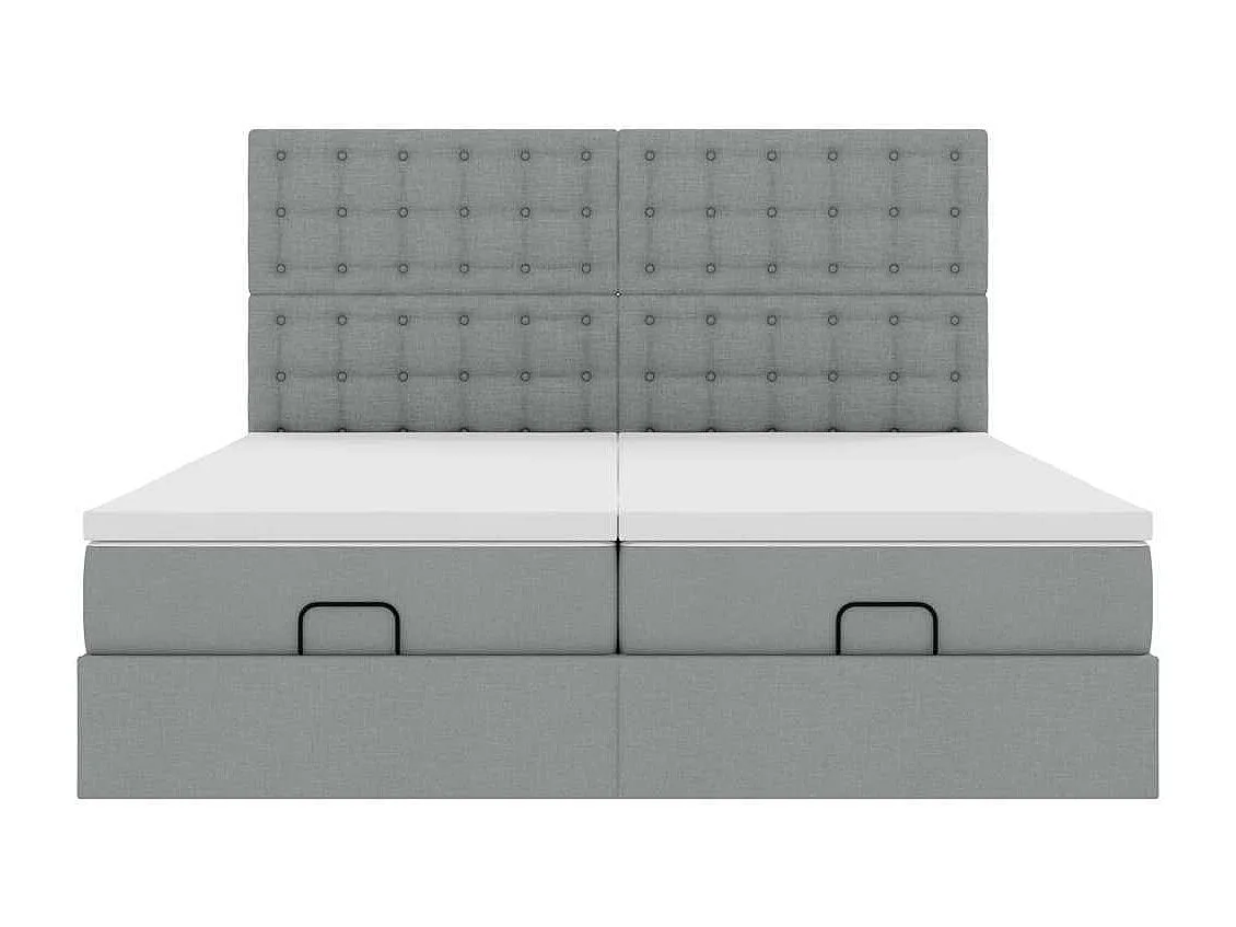 Ottoman bed met matrassen en LED's 160x200cm stof lichtgrijs
