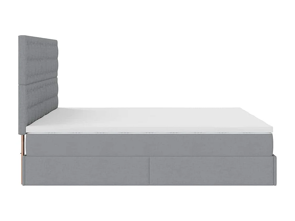 Ottoman bed met matrassen en LED's 160x200cm stof lichtgrijs