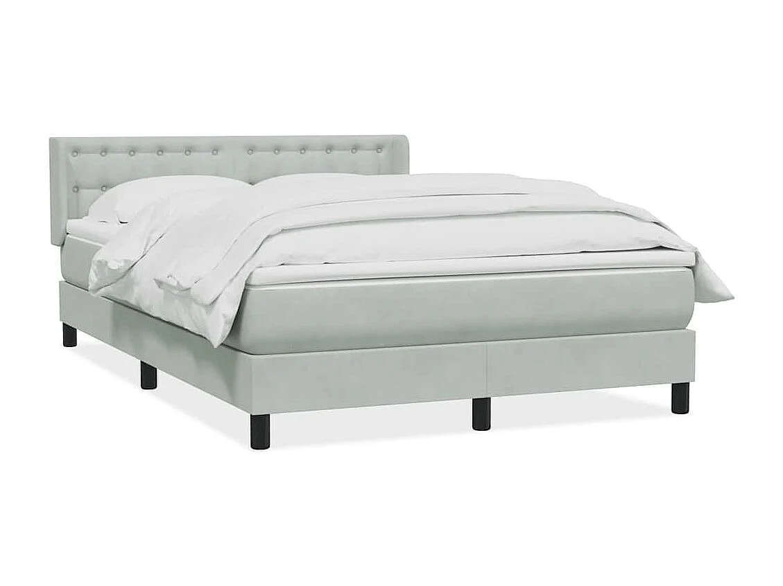 Giroletto a Molle con Materasso Grigio Chiaro 160x220cm Velluto