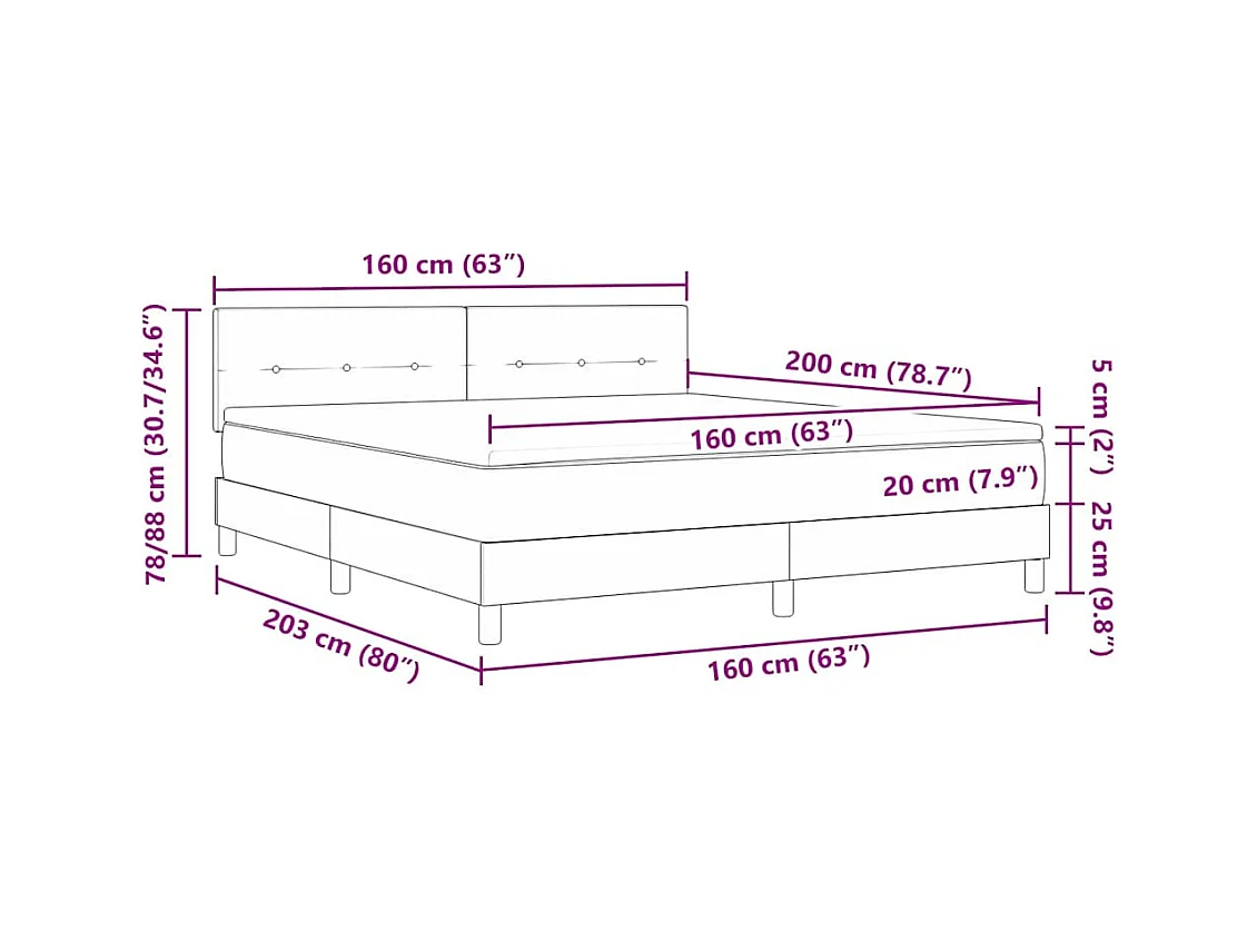 Boxspringbett mit Matratze Dunkelgrau 160 x 200 cm Stoff