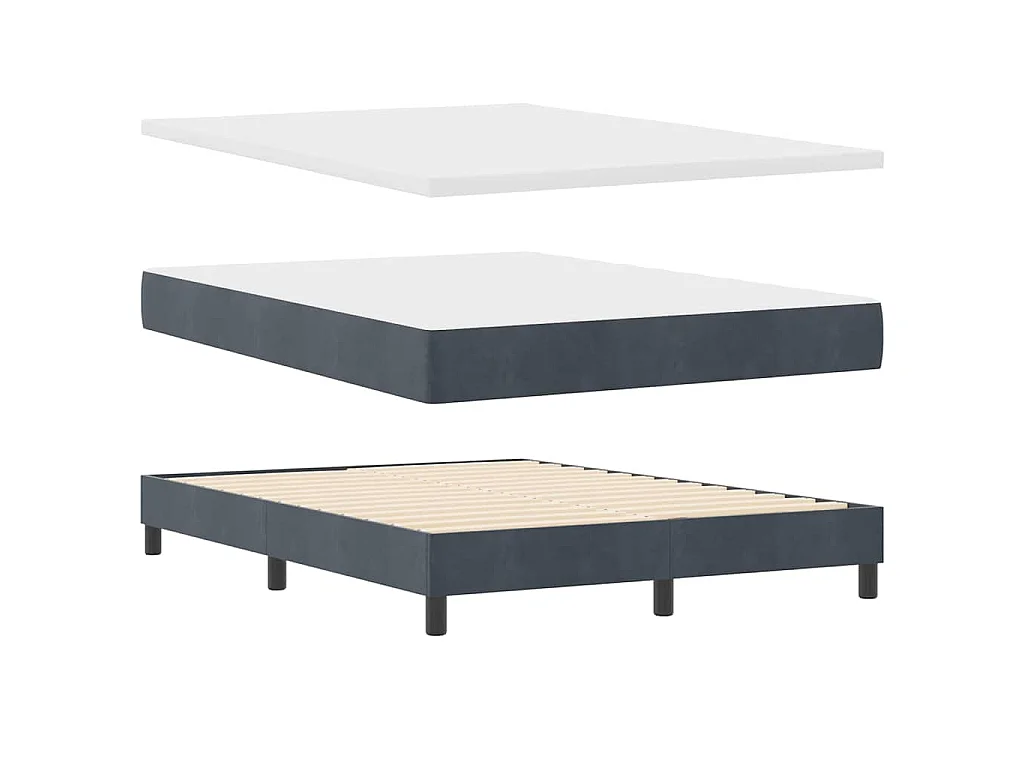 Cama tipo Box Spring Gris oscuro 160 x 200 cm Terciopelo
