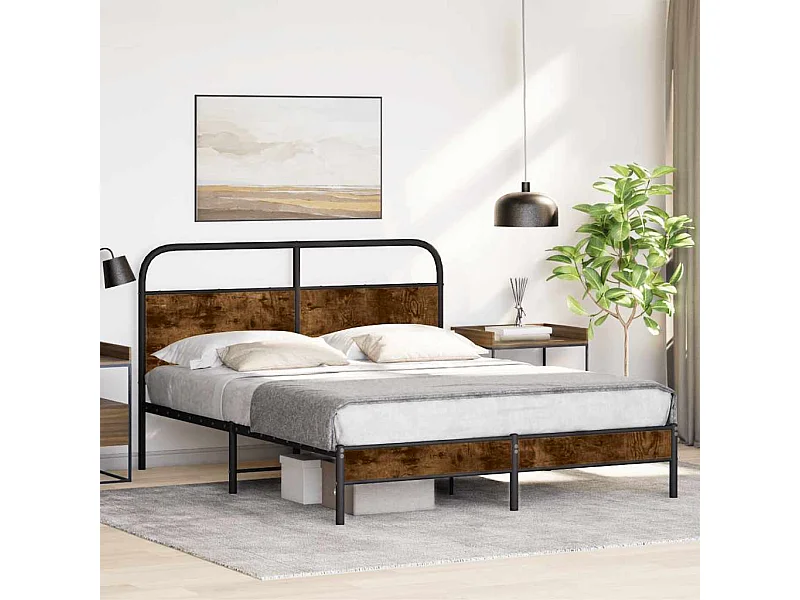 Cadre de lit sans matelas 160x200 cm chêne fumé bois ingénierie