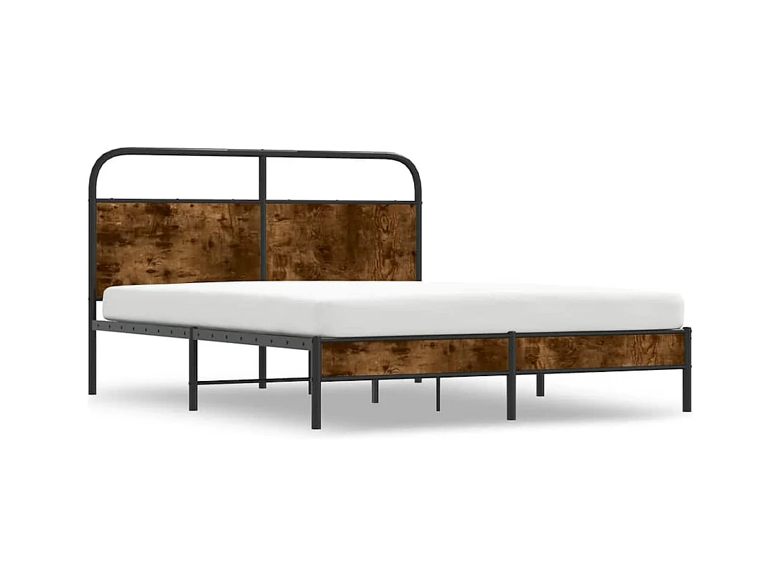 Cadre de lit sans matelas 160x200 cm chêne fumé bois ingénierie