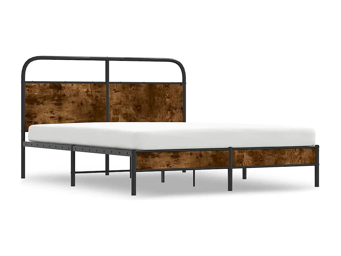 Cadre de lit sans matelas 160x200 cm chêne fumé bois ingénierie