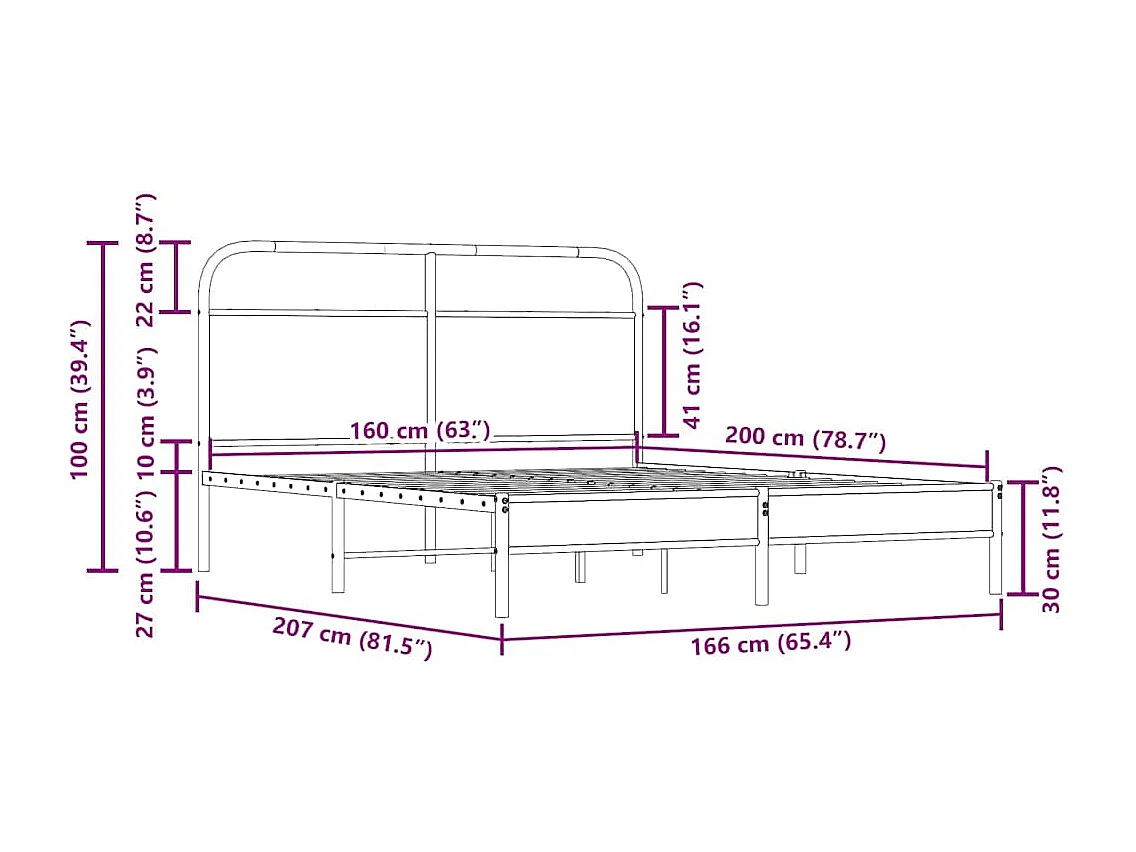 Cadre de lit sans matelas 160x200 cm chêne fumé bois ingénierie