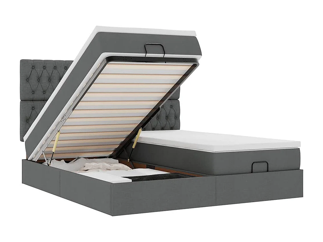Ottoman bed met matrassen 160x200cm stof donkergrijs