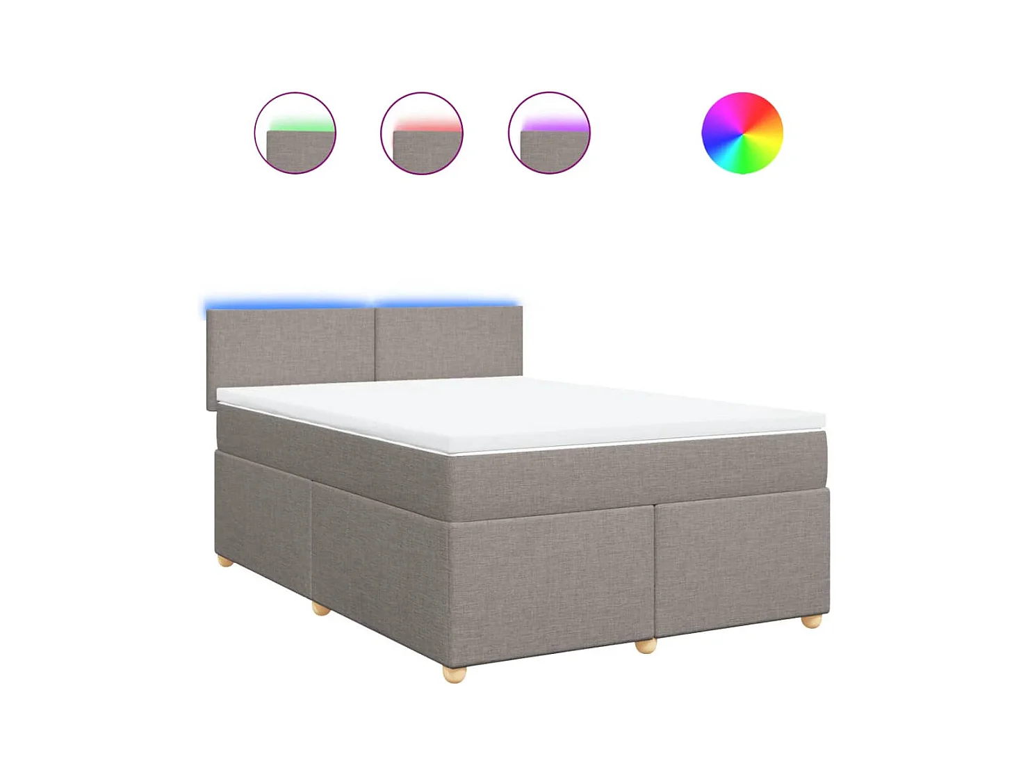 Sommier à lattes de lit avec matelas Taupe 140x190 cm Tissu