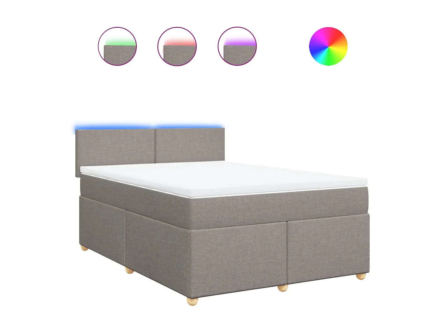 Sommier à lattes de lit avec matelas Taupe 140x190 cm Tissu