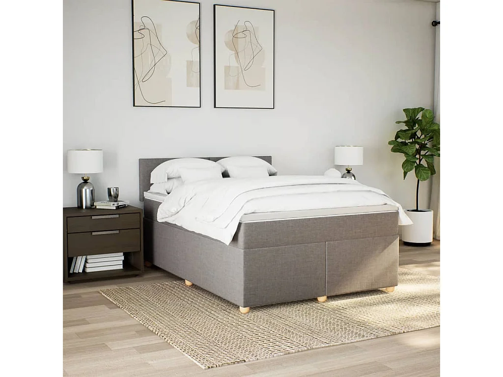 Cama com molas/colchão 140x190 cm tecido castanho-acinzentado