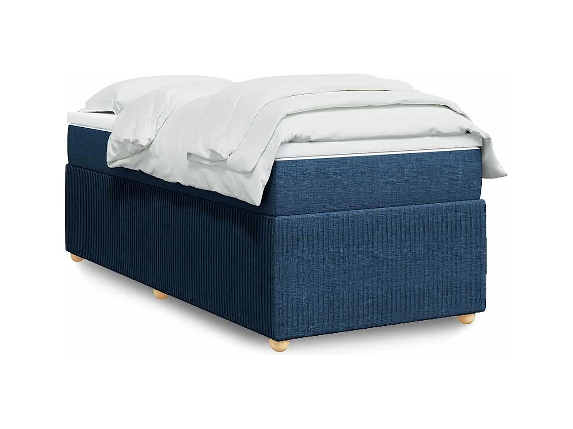 Boxspringbett mit Matratze Blau 90x200 cm Stoff
