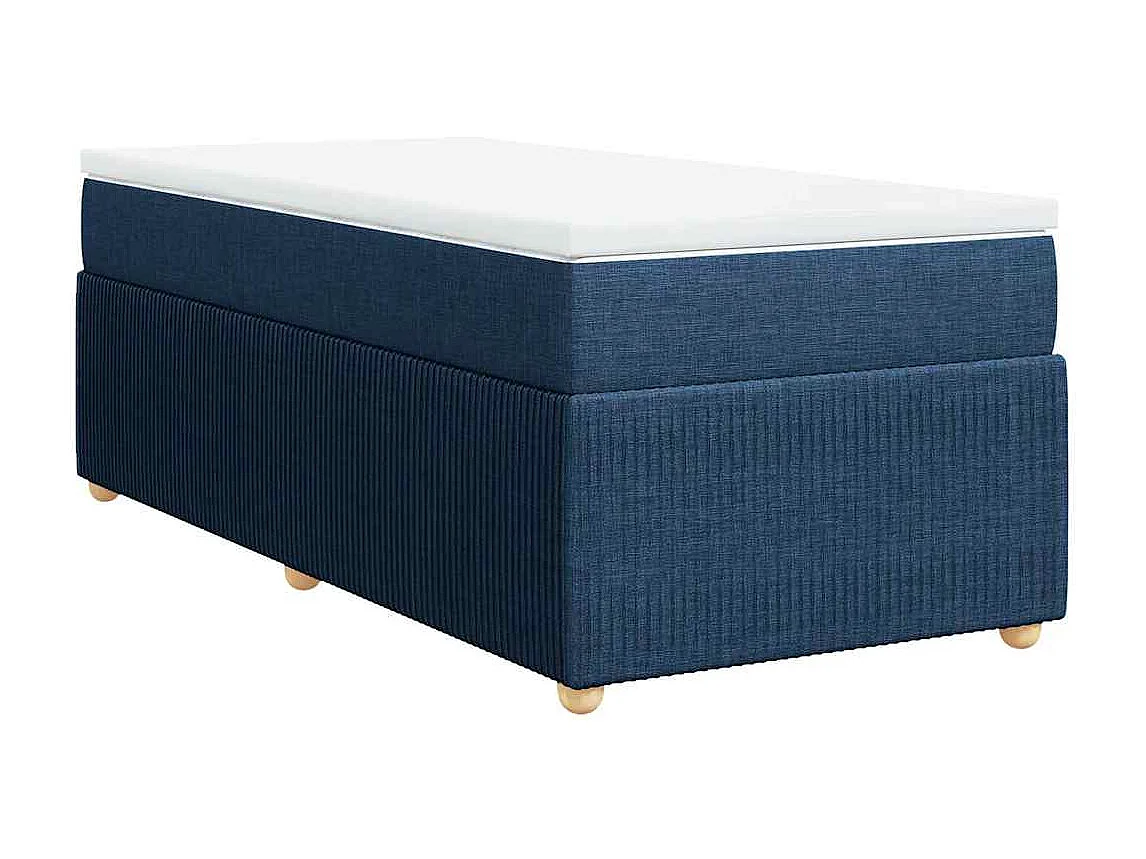 Cama box spring con colchón tela azul 90x200 cm