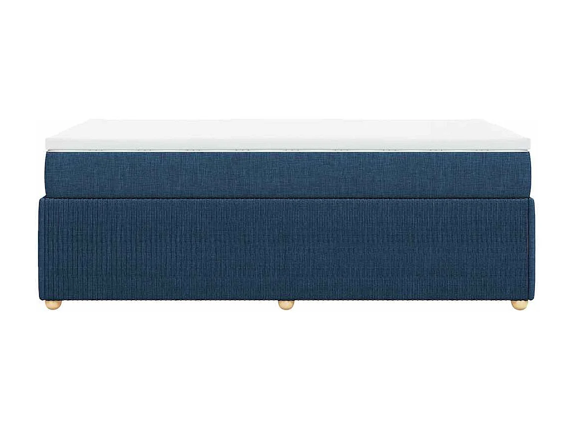 Cama box spring con colchón tela azul 90x200 cm