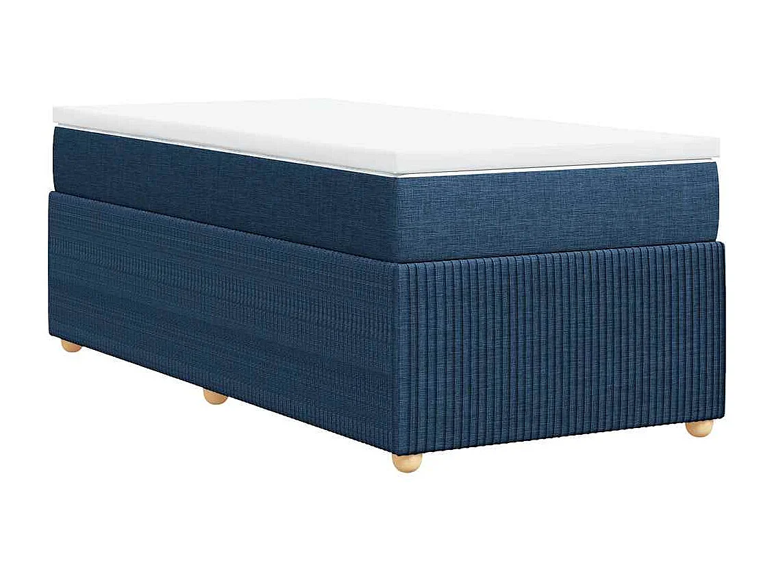 Cama box spring con colchón tela azul 90x200 cm
